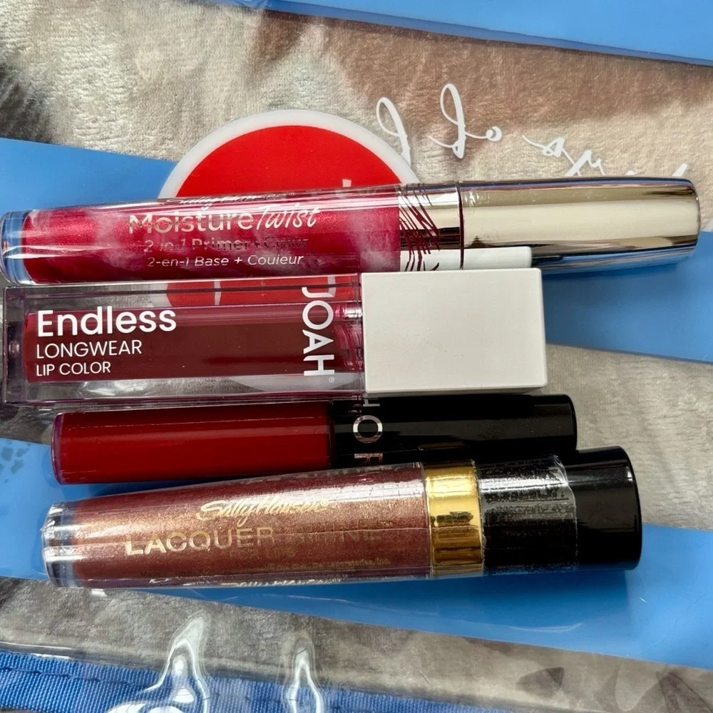Brand New Lipstick Lip Gloss Bundle Sephora 96 RED VELVET Sally Hansen JOAH Bag